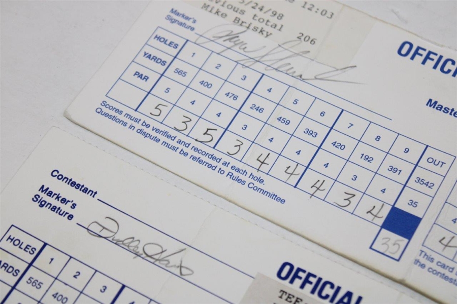 Stewart, Daly, Irwin & Seven Others Signed Mastercard Colonial Used Scorecards