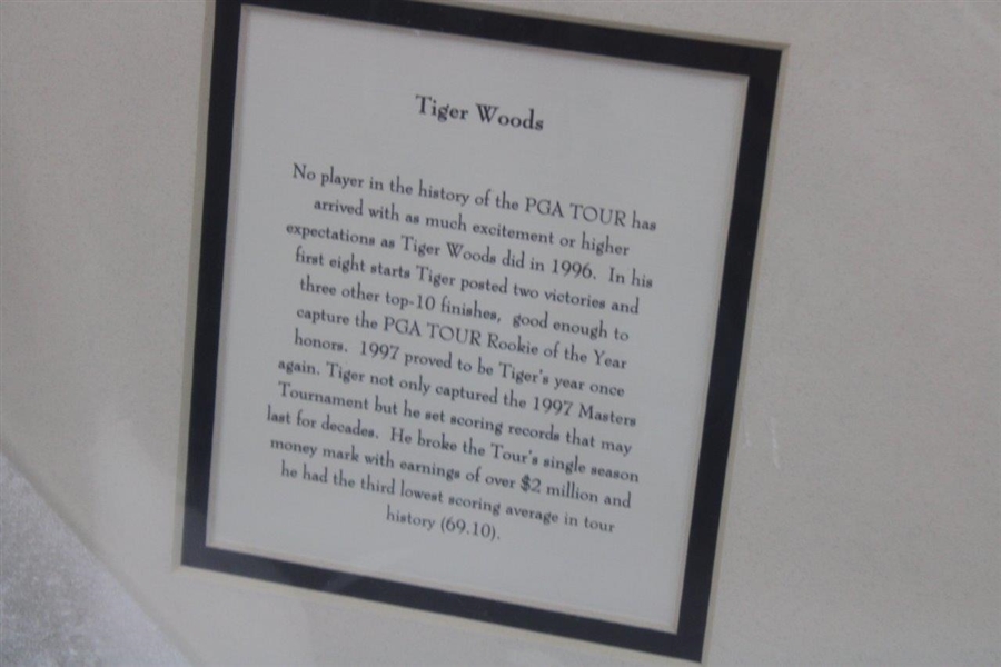 Tiger Woods 1997 Rookie of Year Pro Tour Presentation w/Photo - Framed