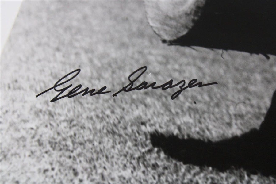 Gene Sarazen Signed Posing On A Bench 16x20 Photo JSA ALOA