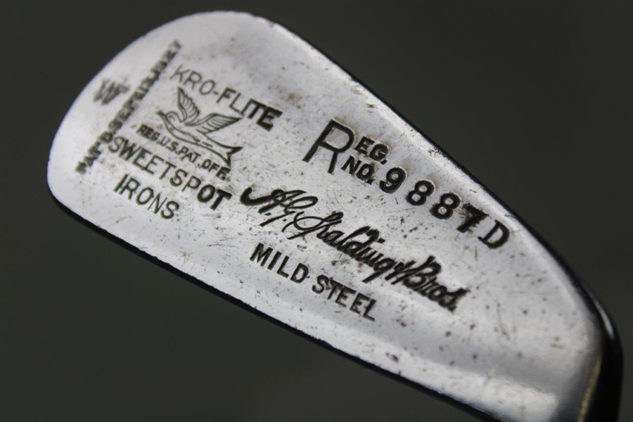 Vintage A.G. Spalding & Bros #2 Kro Flite W Sweet Spot Hickory Shaft Iron 