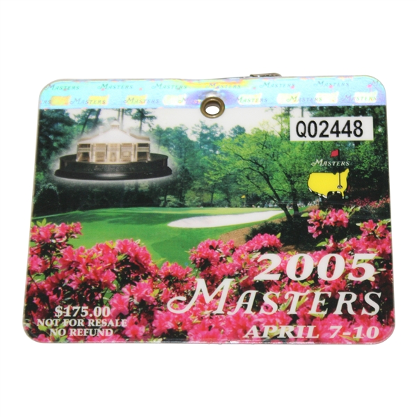 2005 Masters Tournament Series Badge #Q02448 - Tiger Woods Win