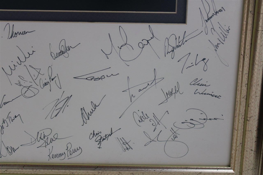 2005 PGA Championship Field Signed Print w/Champ Mickelson Signed Shield JSA ALOA