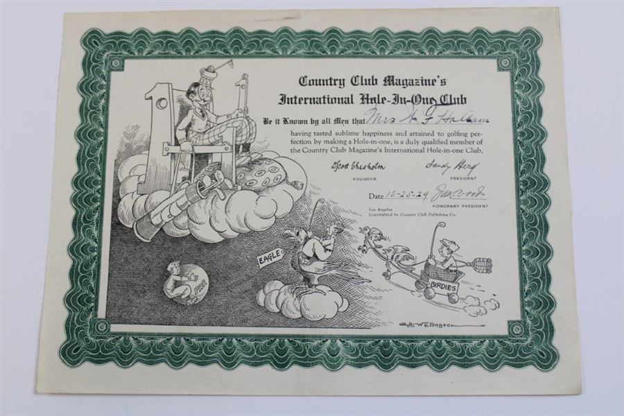 W.H. Cullers Trophy Portland Golf Club w/Hole In One Ball & Certificate