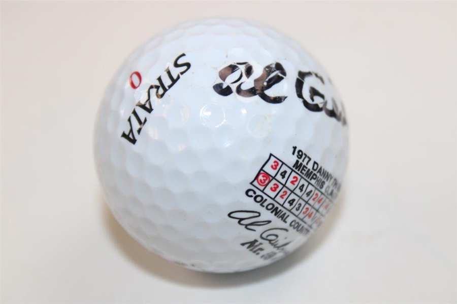 Al Geiberger Signed Mr. 59 1977 Memphis Classic Scorecard Logo Golf Ball JSA ALOA
