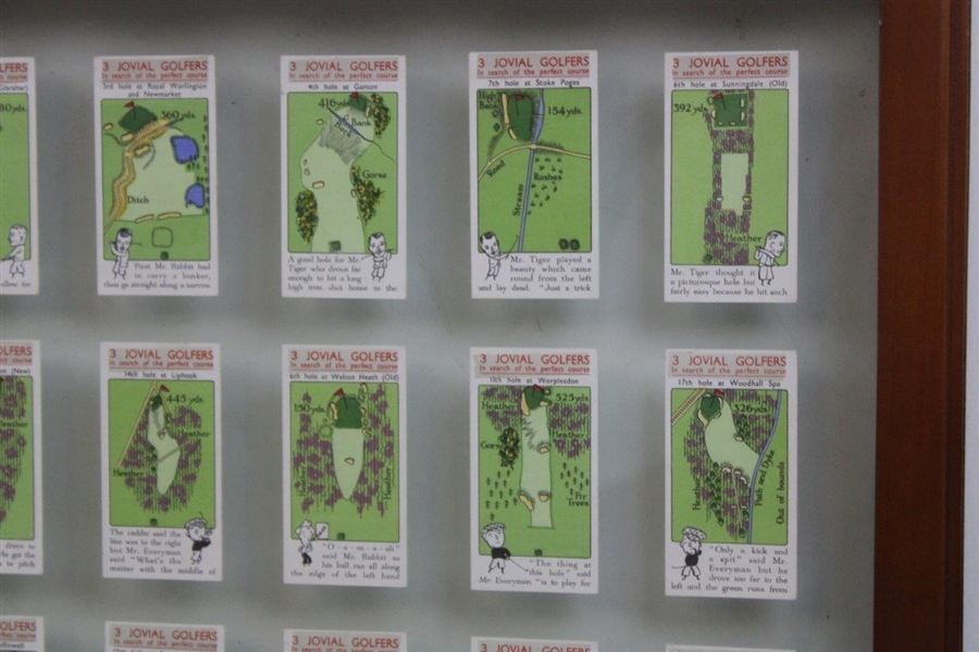 1934 Churchman 3 Jovial Golfers In Search of a Perfect Course Card Set - Series of 36 - Framed