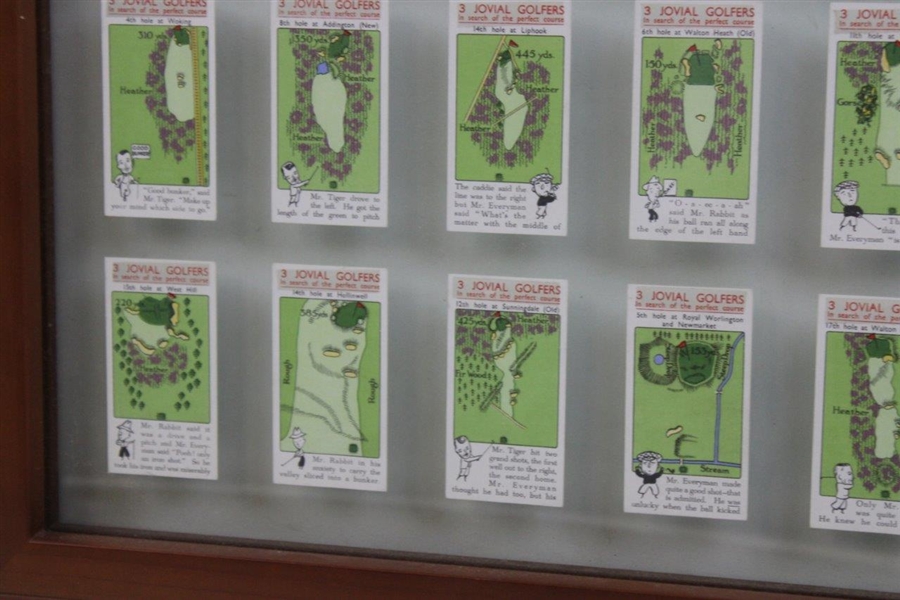 1934 Churchman 3 Jovial Golfers In Search of a Perfect Course Card Set - Series of 36 - Framed