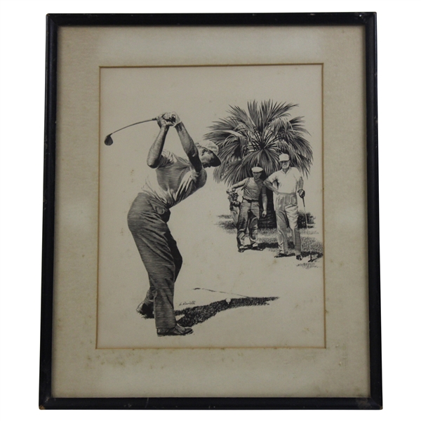 Circa 1961 Anthony Ravielli Golf Illustration - Framed 