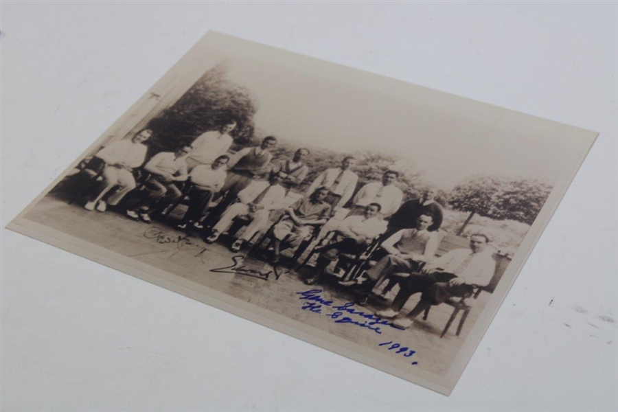 Gene Sarazen Signed 1933 Ryder Cup Presentation Photo w/Inscription The Squire 1993 JSA #II89662