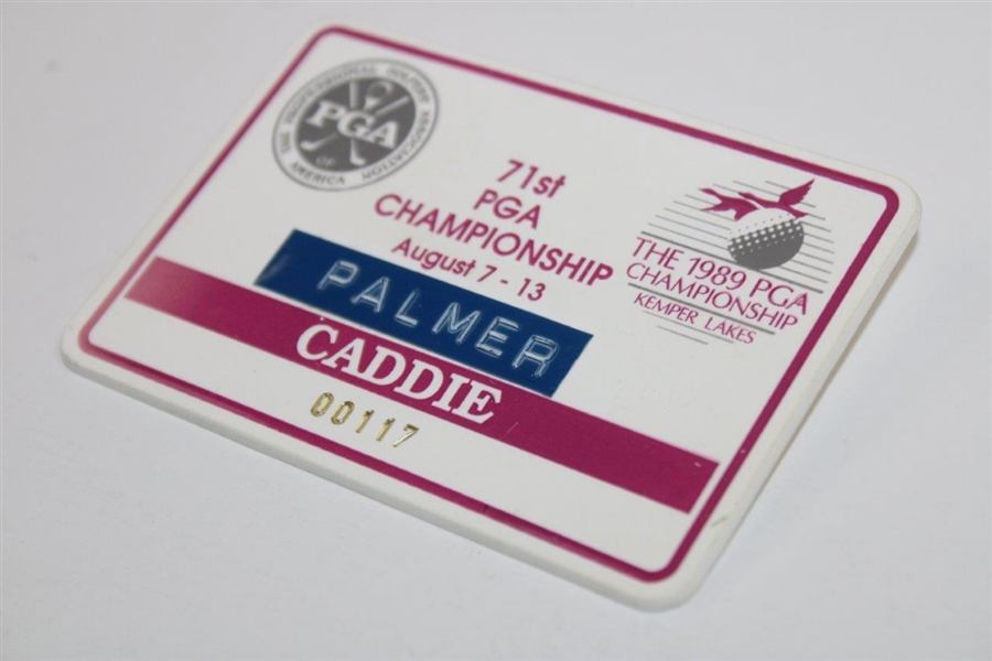 1989 PGA Championship Caddie Badge from Arnold Palmer's Caddie - Final PGA Champ. Cut Made