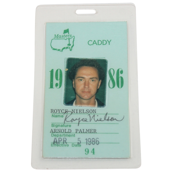 Arnold Palmer's 1986 Masters Tournament Caddie Badge - Royce Nielson Collection