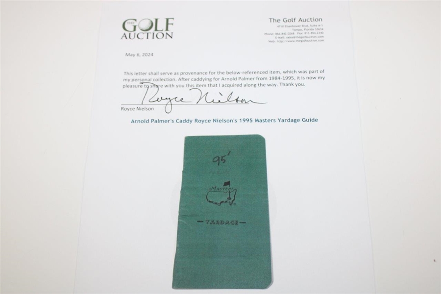Arnold Palmer's Caddy Royce Nielson's 1995 Masters Yardage Guide