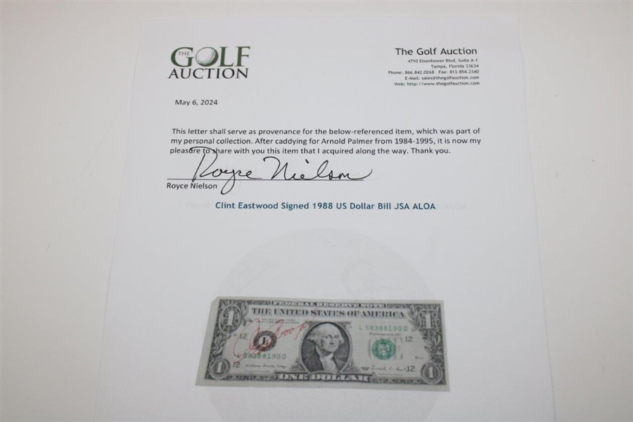 Clint Eastwood Signed 1988 US Dollar Bill JSA ALOA