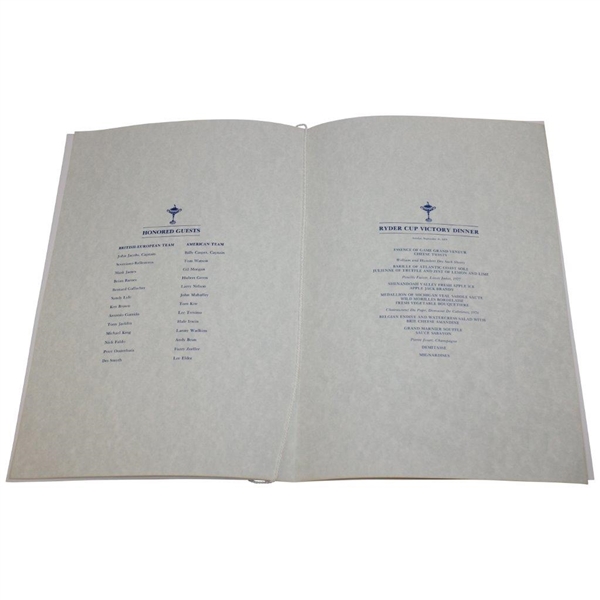 1979 Ryder Cup at The Greenbrier Team Victory Dinner Menu - USA & Europe