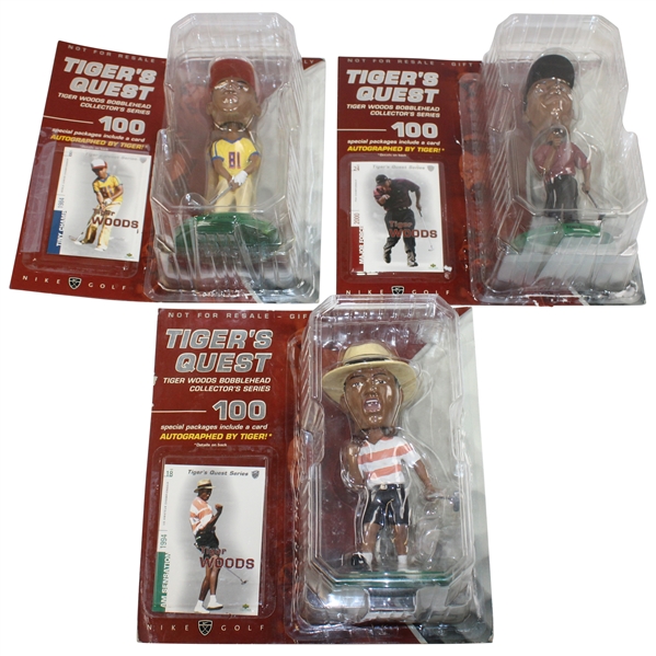 Three (3) Tiger Woods Bobblehead Collector's Series Figurines by NIKE Golf - Unopened