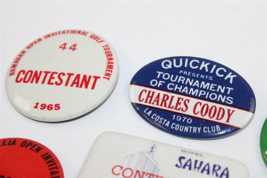 Eight (8) Different Charles Coody Contestants Badges from 1960's-1970's PGA Events