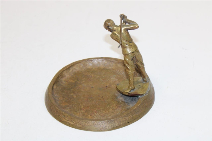 Vintage Pre-Swing Golfer Bronze Ashtray