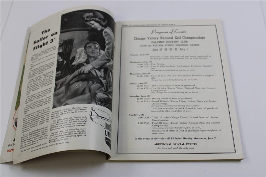 1945 Chicago Victory National Championship Official Program - Byron Nelson Winner 8th in a row