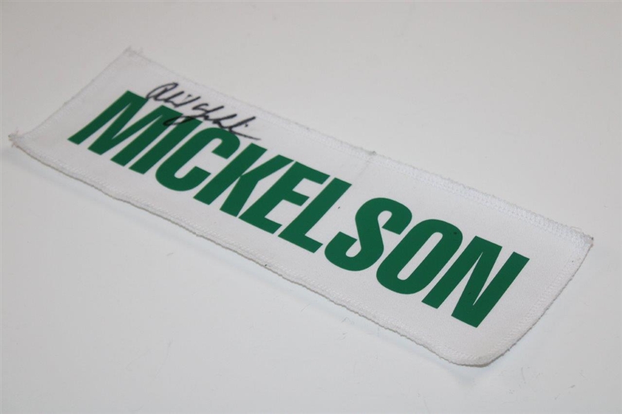 Phil Mickelson Signed Masters Tournament Caddie Nameplate JSA ALOA