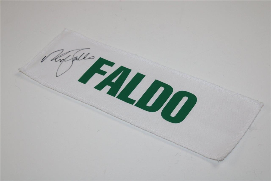 Nick Faldo Signed Masters Tournament Caddie Nameplate JSA ALOA
