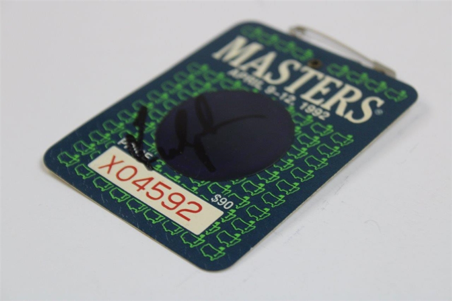Fred Couples Signed 1992 Masters Tournament Series Badge #X04592 JSA ALOA