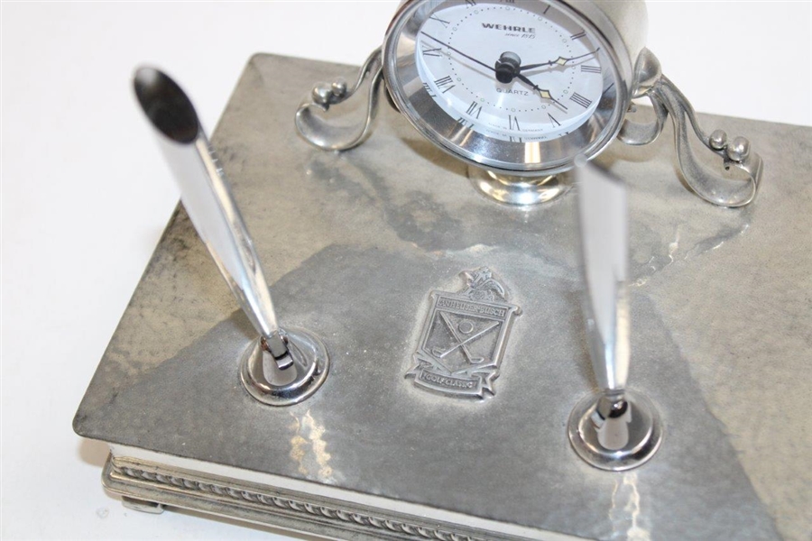 Anheuser-Busch Golf Classic Silver Wehrle Quartz Clock Desktop Pen Holder 