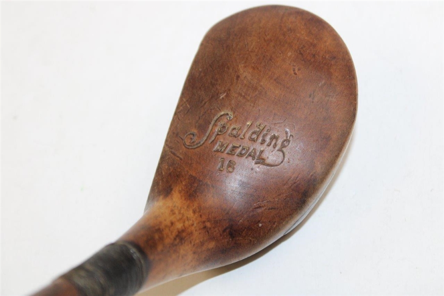 Circa 1900s Spalding Medal 16 Hickory Shaft Spoon w/Horsehide Grip 