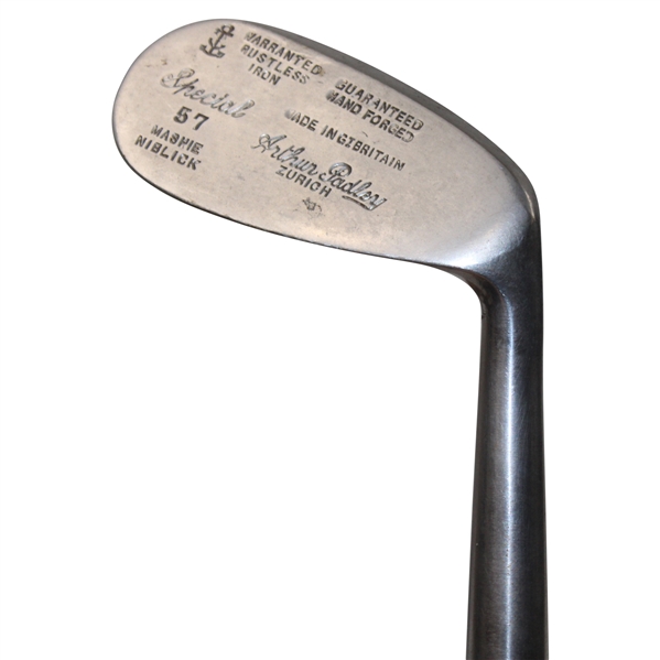 Arthur Padley Zurich Handed Forged Rustless Special 57 Mashie Niblick w/Hickory Shaft Made In Great Britain