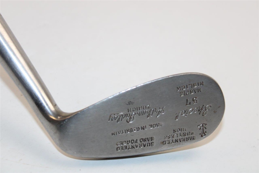Arthur Padley Zurich Handed Forged Rustless Special 57 Mashie Niblick w/Hickory Shaft Made In Great Britain