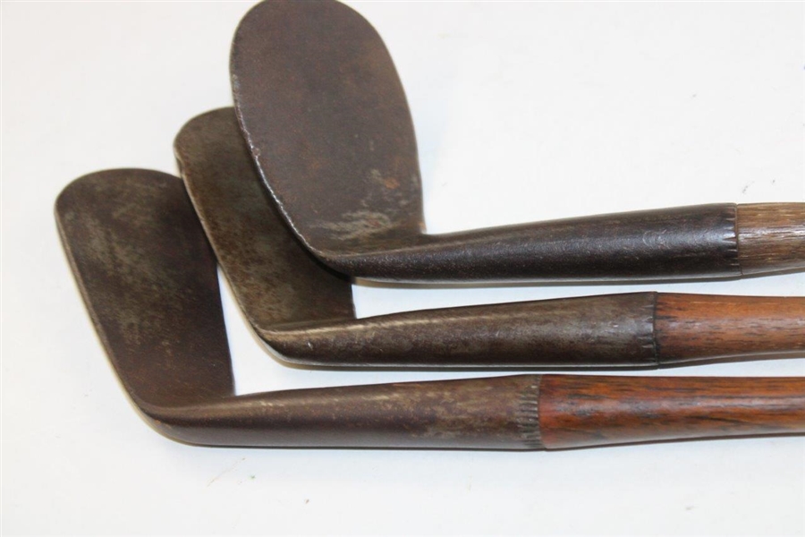 Three (3) Tom Stewart Smooth Face Irons Circa 1900 (3 Iron, Mashie & Niblick) 