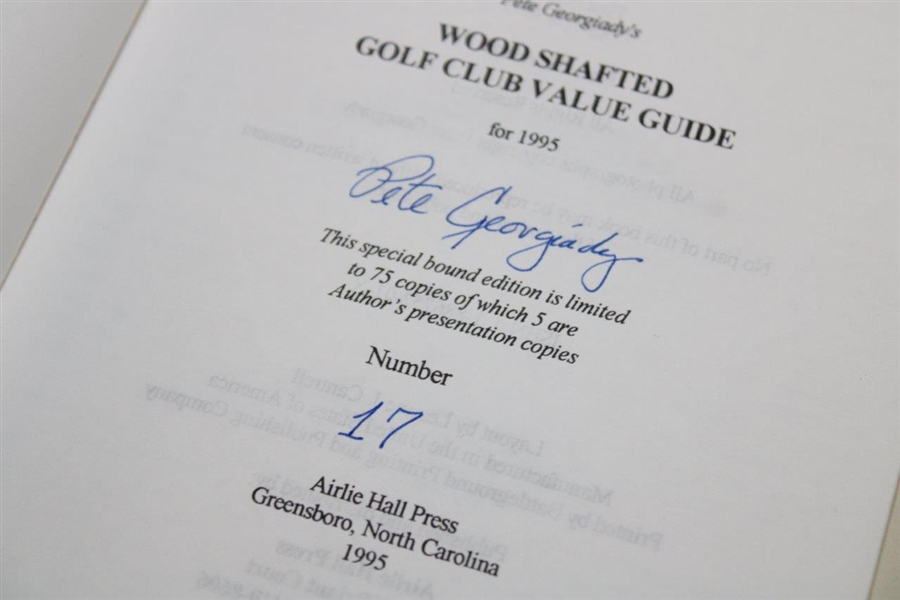 Pete Georgiady's Wood Shafted Golf Club Value Guide For 1995' LTD ED # 17/75 Signed By The Author
