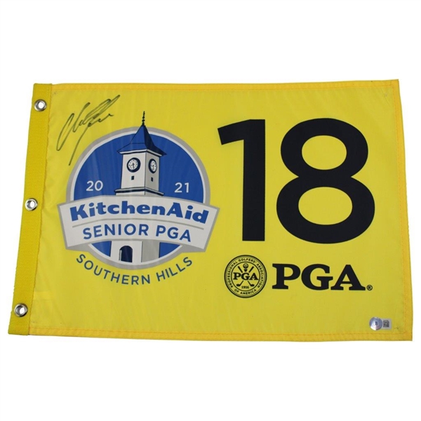 Bernhard Langer, Paul Broadhurst & Alex Cejka Signed Senior PGA Championship Flags ALL BECKETT COA