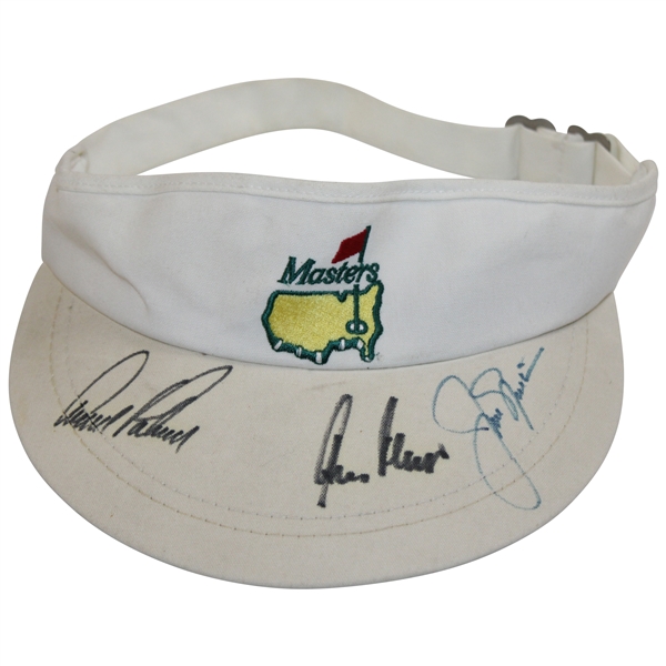 Big 3' Palmer, Nicklaus & Player Signed Vintage Masters Visor FULL JSA #XX55399