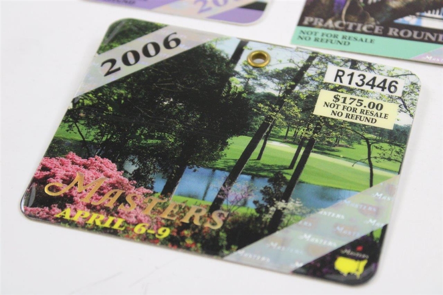 2004 & 2006 Masters Tournament SERIES Badges w/2004 Tuesday Ticket - Phil Mickelson Wins