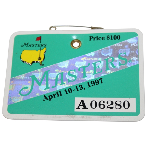 1997 Masters Tournament SERIES Badge #A06280 - Tiger Woods First Masters Win