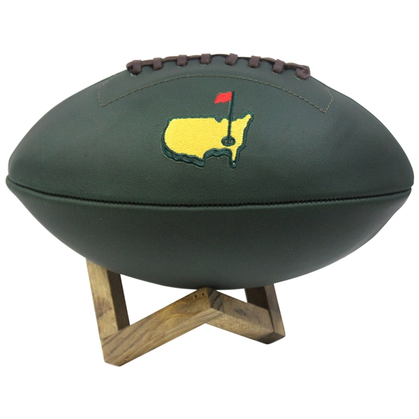 Masters Tournament Green Leather Football with Wood Stand in Bag