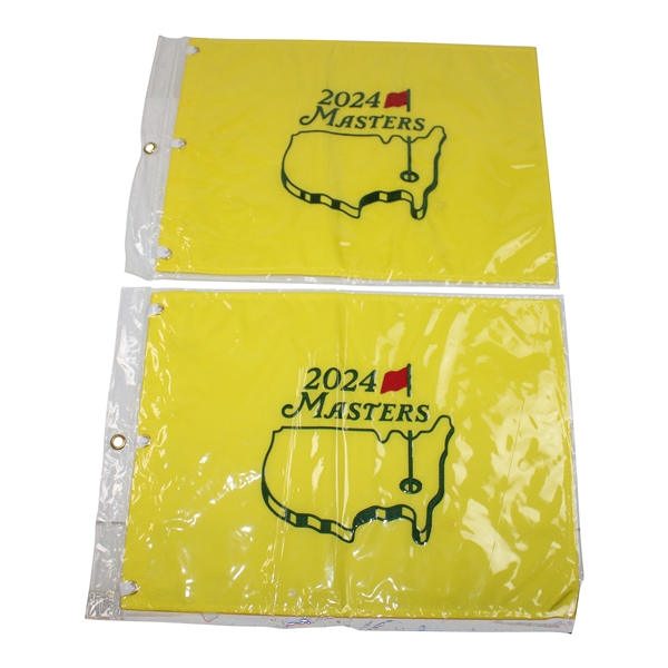 Two (2) 2024 Masters Embroidered Golf Pin Flags