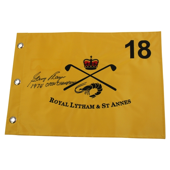 Gary Player Signed Royal Lytham & St. Annes Embroidered Flag w/1974 Open Champion JSA ALOA