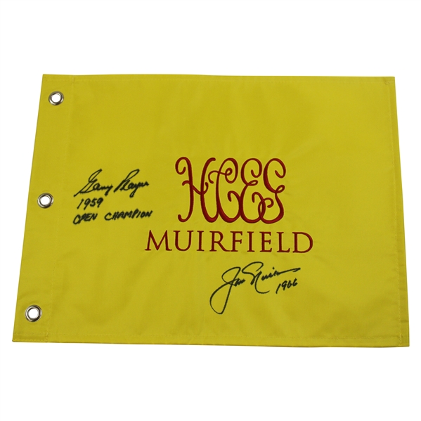 Jack Nicklaus & Gary Player Signed Muirfield Embroidered Flag w/Years Won JSA ALOA