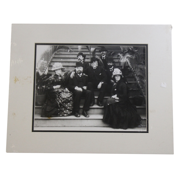 Vintage Early Golfers Posing on Steps Frank Christian Studios Photo Print - Matted