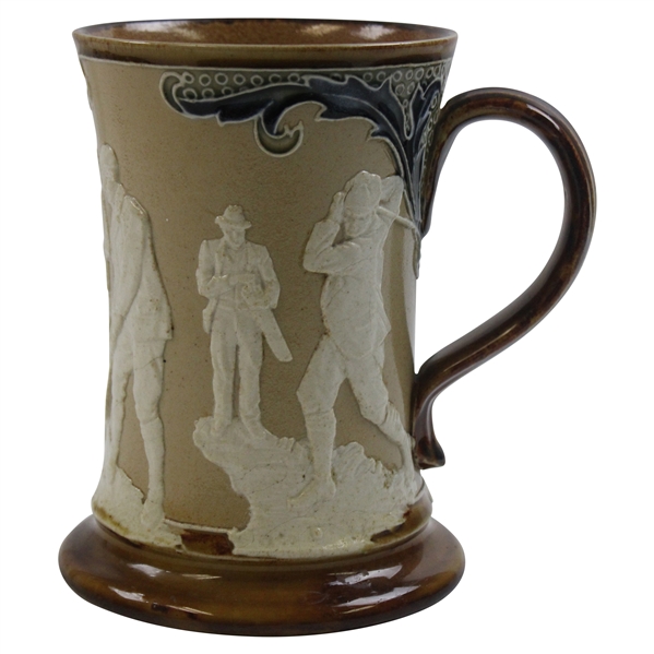 Doulton Lambeth Art Nouveau Waisted Rim Tankard With Golfers In Relief 