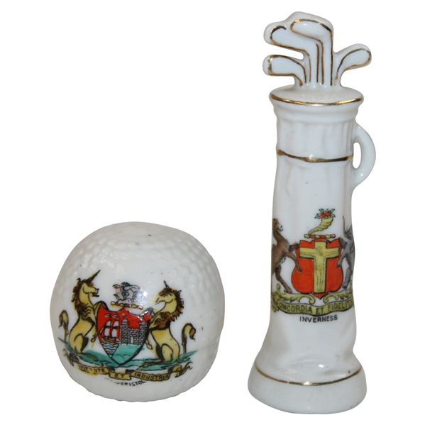 Crestedware Victorian Era Bramble Golf Ball & A Golf Bag w/Clubs