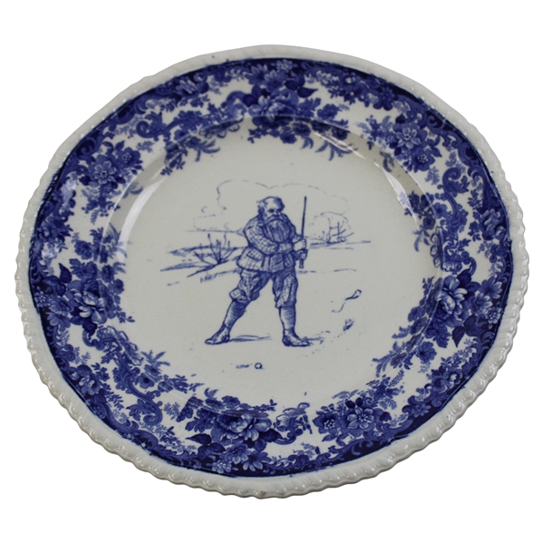 c.1900 Minton Gentleman Golfer Blue & White Plate