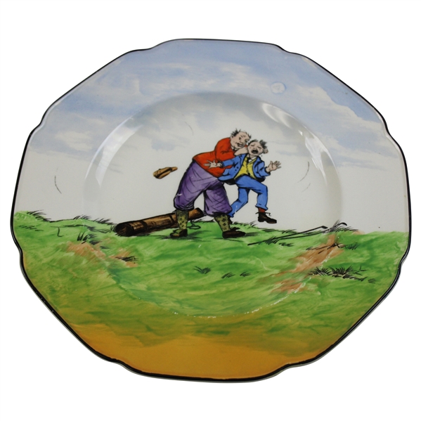 c.1920 Crown Ducal Octagonal Plate With Humorous Golf Scene