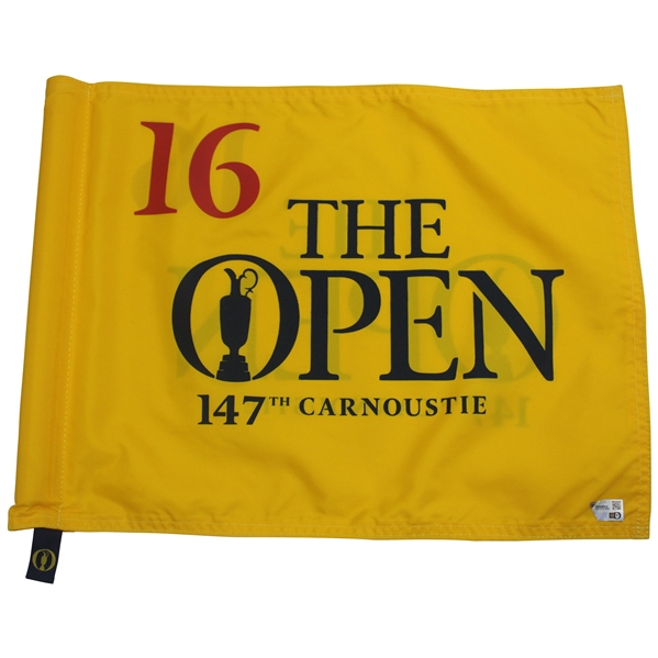 2018 The Open at Carnoustie Final Round Course Flown Hole #16 Barry Burn Flag w/COA