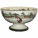 Royal Doulton Rare Large Punchbowl Featuring Chas. Crombie Puritan Golfers In Various Scenes On The Golf Course 