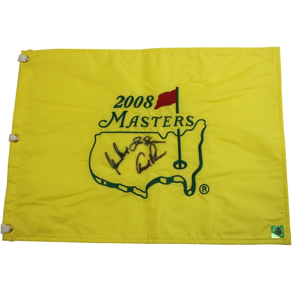 Palmer, Nicklaus & Player Big Three Signed 2008 Masters Embroidered Flag JSA ALOA