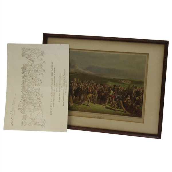 1850 The Golfers - Grand Match Played Over St. Andrews Links By Charles Lee & Chas Wagstaffe w/Certificate - Framed
