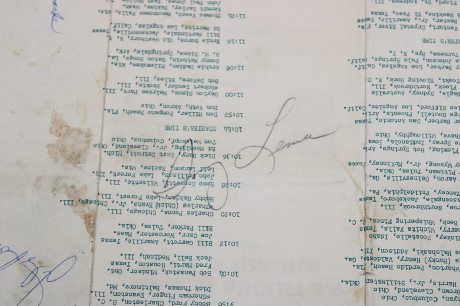 Tony Lema, Julius Boros & Others Signed 1964 Western Open Pairing Sheet with Piece Torn Out JSA ALOA