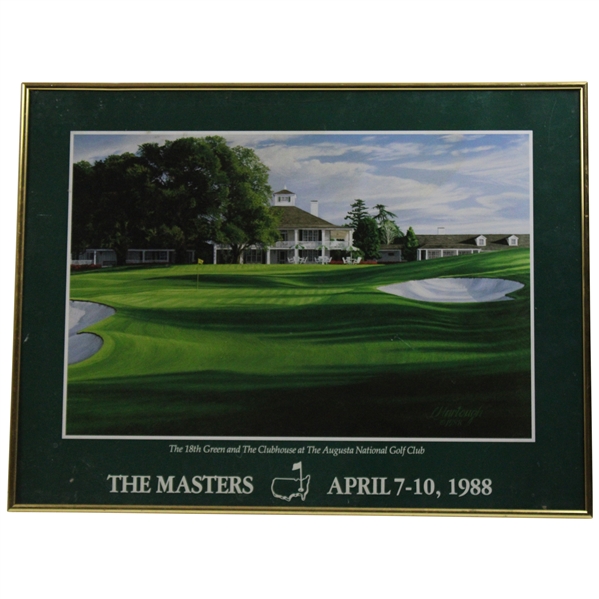 1988 Augusta National GC 18th Green & Clubhouse Linda Hartough Poster - Framed