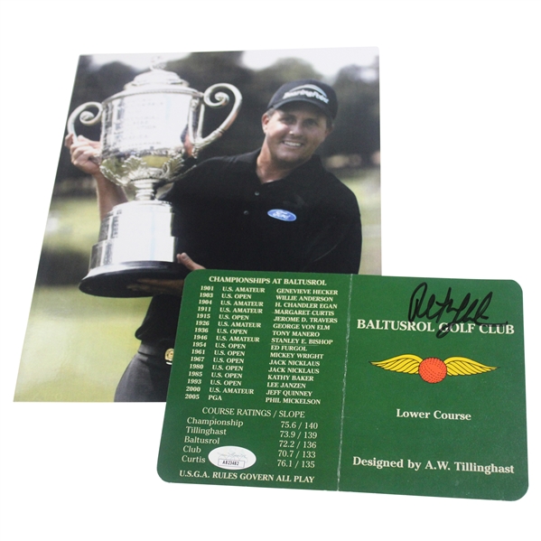 Phil Mickelson Signed Baltusrol Golf Club Official Scorecard w/Photo JSA #AB23482
